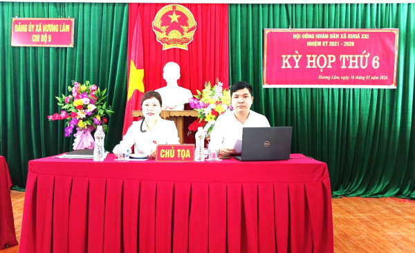 HĐND xã Hương Lâm khóa XXI nhiệm kỳ 2021-2006, tổ chức kỳ họ thứ 6